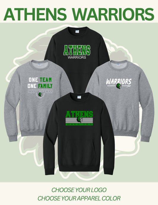 ATHENS BOOSTERS Port & Co™ Core Fleece Crewneck Pocket Sweatshirt (P.PC78PKT)