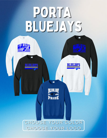 PORTA BLUEJAYS Port & Co™ Core Fleece Crewneck Pocket Sweatshirt (P.PC78PKT)