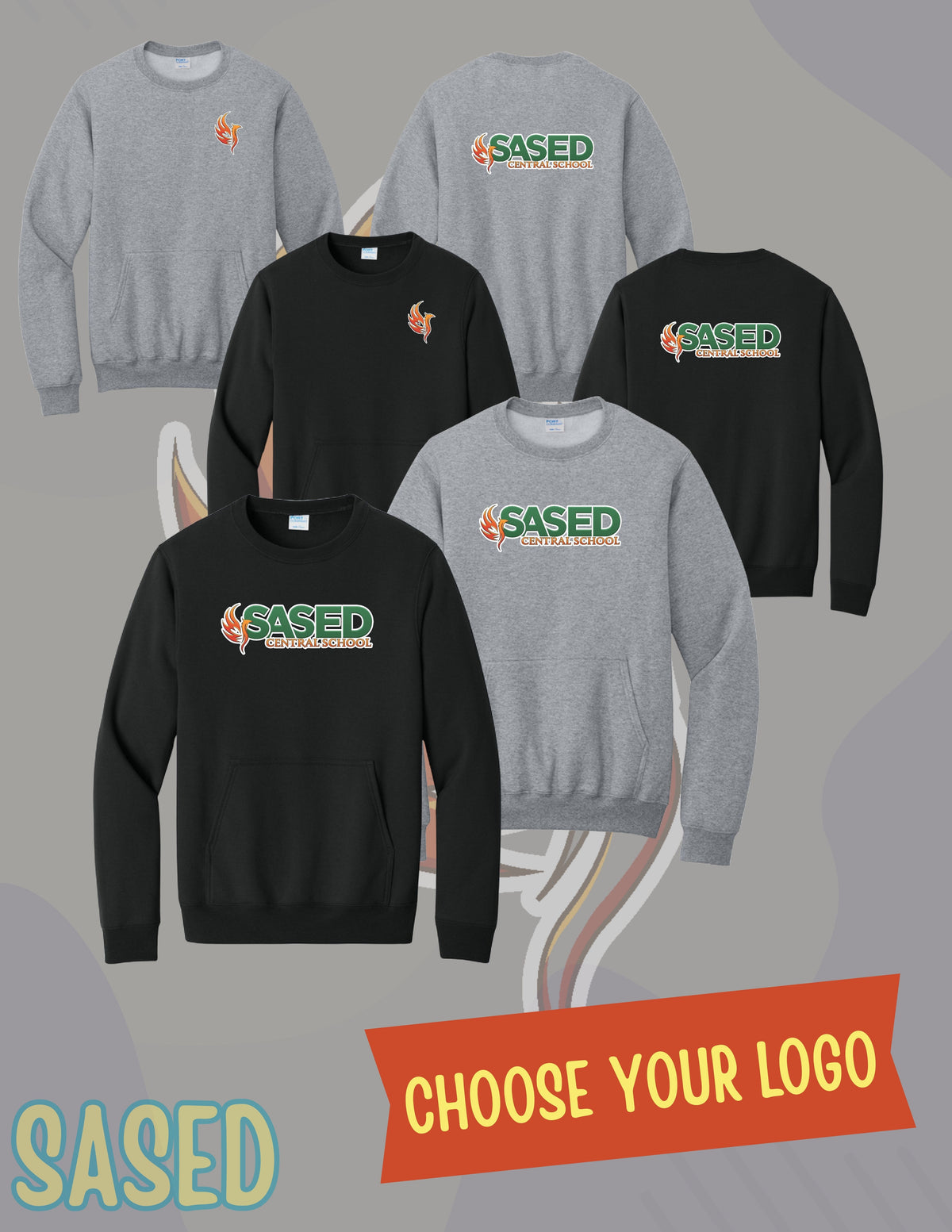 SASED Central School Port & Co™ Core Fleece Crewneck Pocket Sweatshirt (P.PC78PKT)