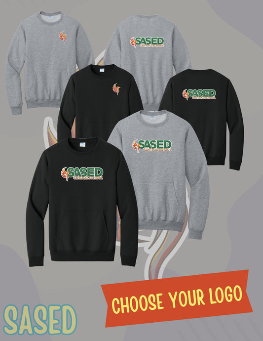 SASED Central School Port & Co™ Core Fleece Crewneck Pocket Sweatshirt (P.PC78PKT)