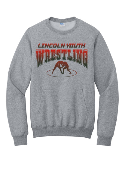 Lincoln Youth Wrestling Port & Co™ Core Fleece Crewneck Pocket Sweatshirt (P.PC78PKT)