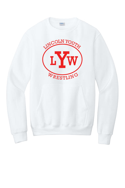Lincoln Youth Wrestling Port & Co™ Core Fleece Crewneck Pocket Sweatshirt (P.PC78PKT)