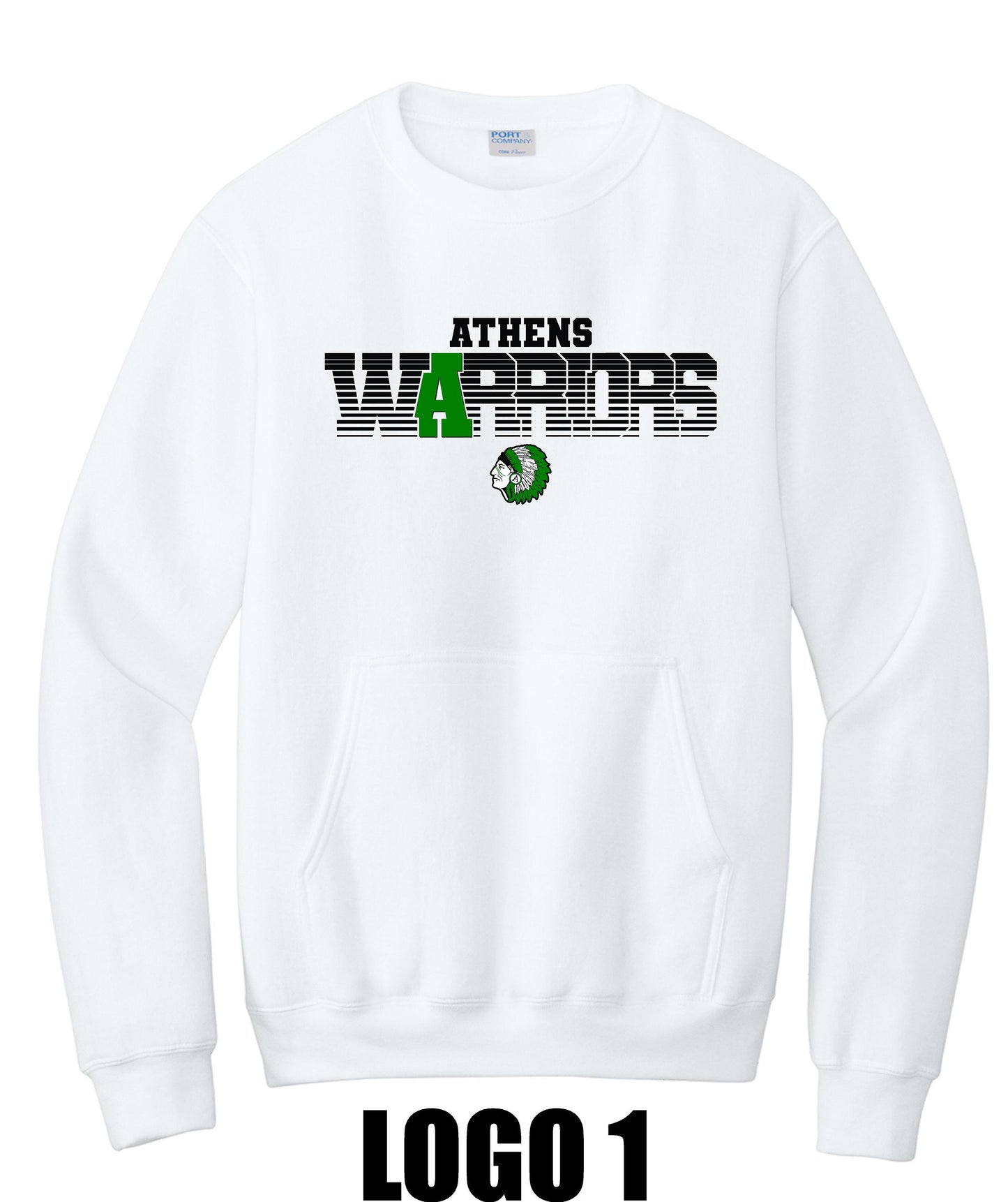 Athens Cheer Port & Co™ Core Fleece Crewneck Pocket Sweatshirt (P.PC78PKT)