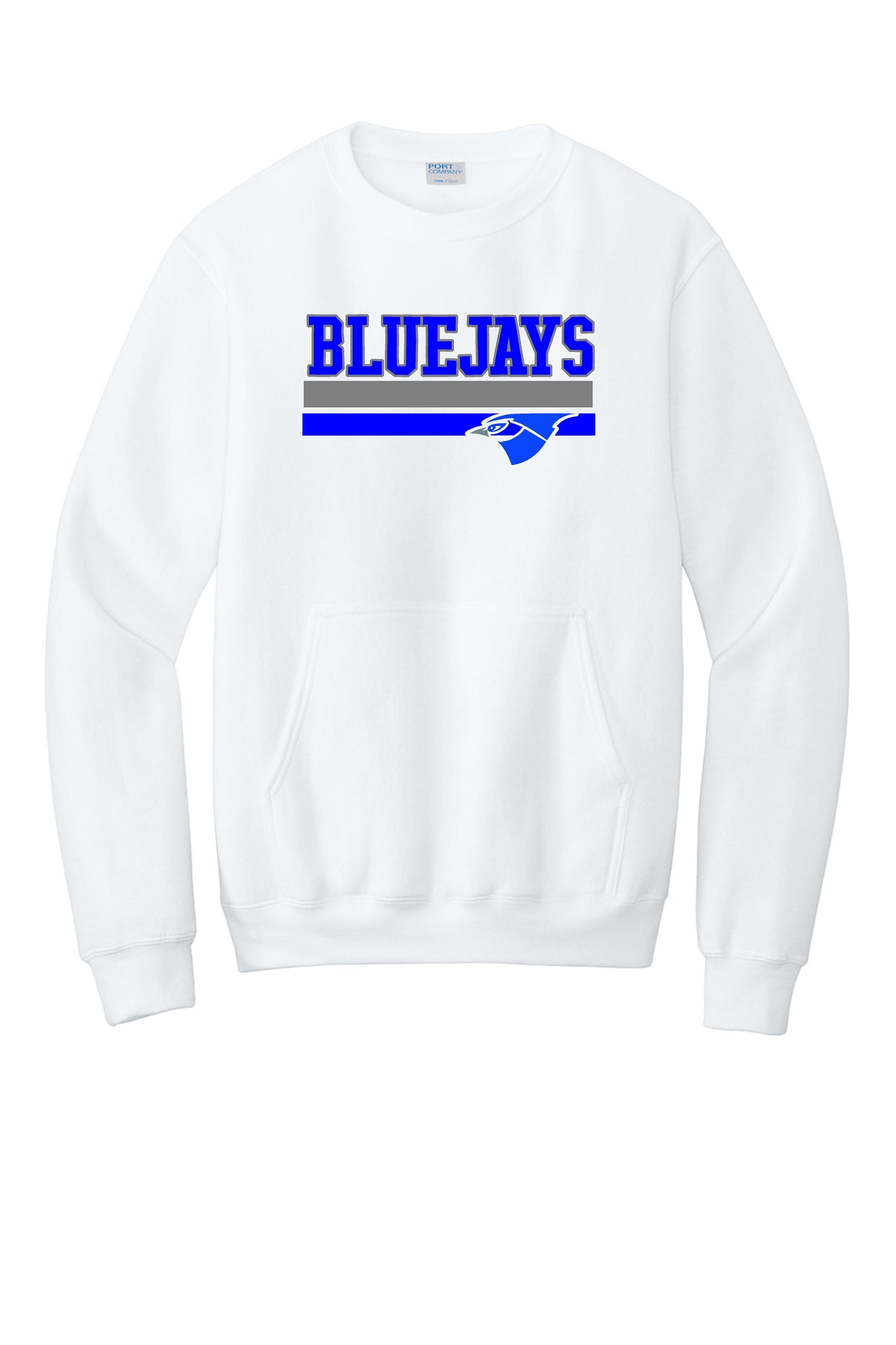 PORTA BLUEJAYS Port & Co™ Core Fleece Crewneck Pocket Sweatshirt (P.PC78PKT)