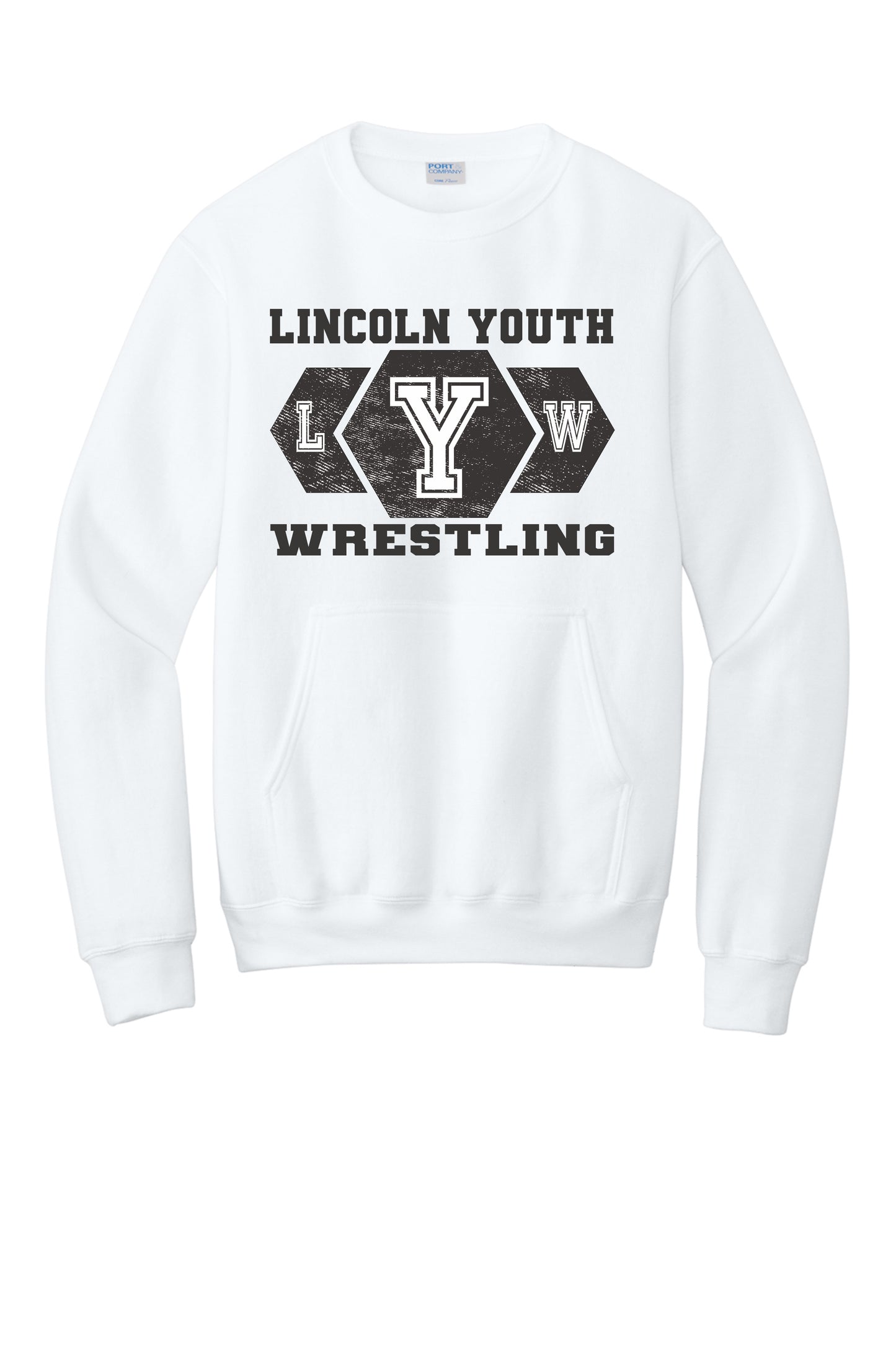 Lincoln Youth Wrestling Port & Co™ Core Fleece Crewneck Pocket Sweatshirt (P.PC78PKT)