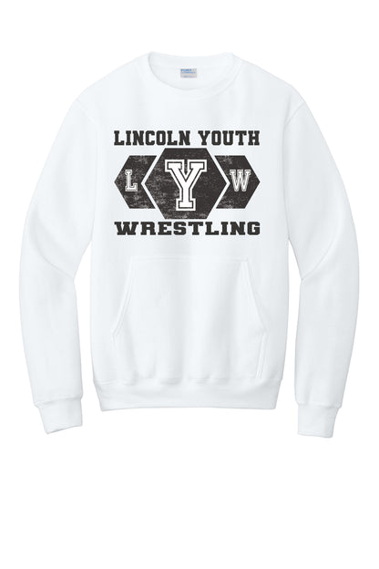 Lincoln Youth Wrestling Port & Co™ Core Fleece Crewneck Pocket Sweatshirt (P.PC78PKT)