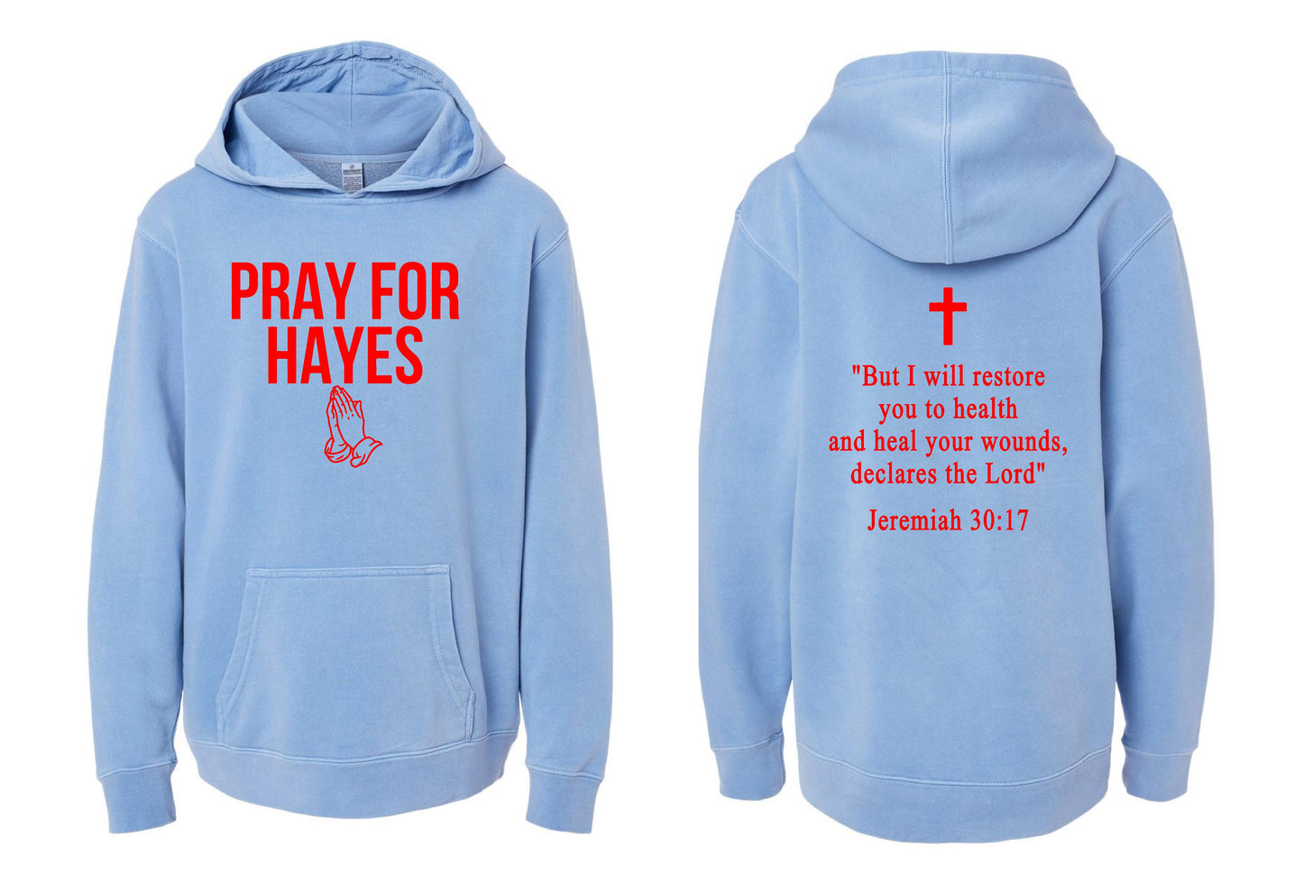 Pray For Hayes Youth Midweight Pigment-Dyed Hooded Sweatshirt (P. PRM1500Y)