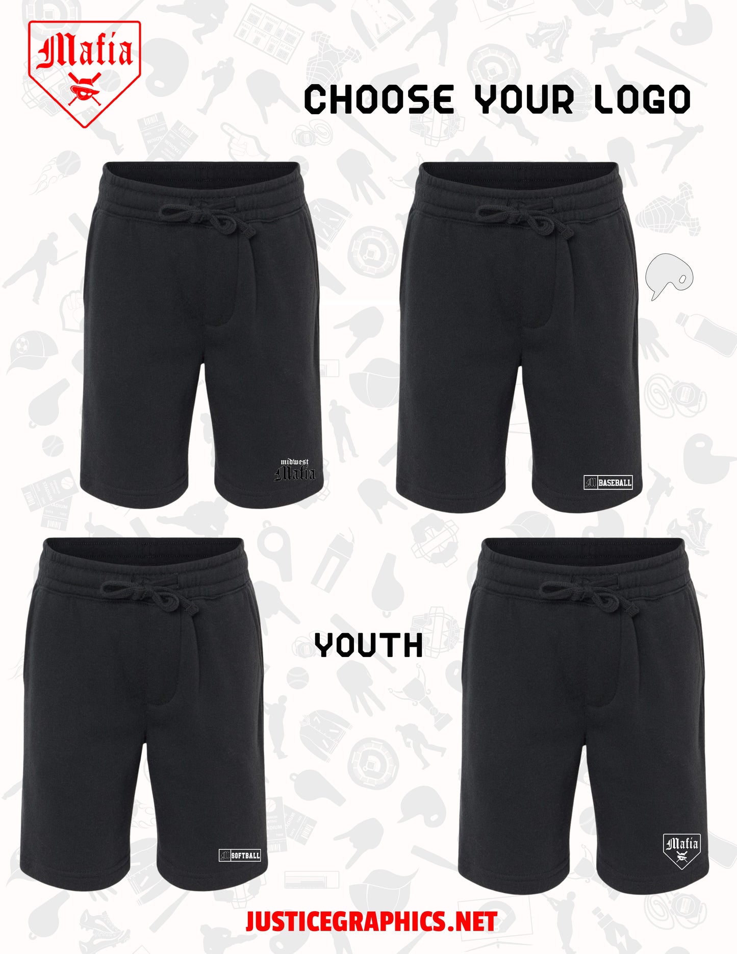 MAFIA BASEBALL/SOFTBALL Independent Trading Co. - Youth Lightweight Special Blend Fleece Shorts  (P.PRM16SRT)
