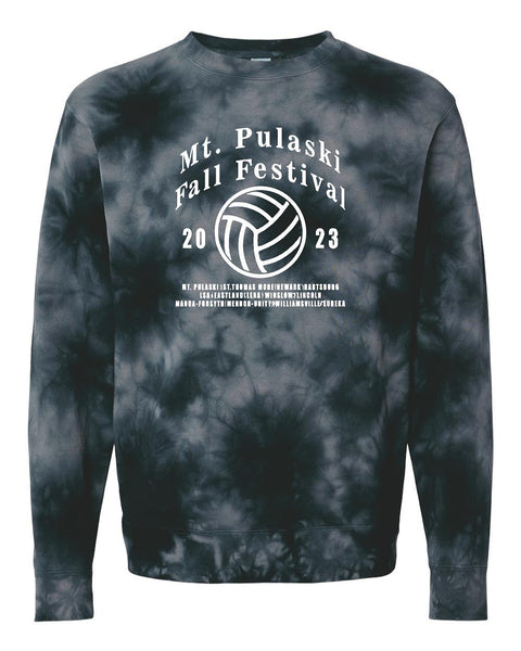 Mt. Pulaski Fall Festival Volleyball Tournament Tie-Dyed Crewneck Sweatshirt (P.PRM3500TD)