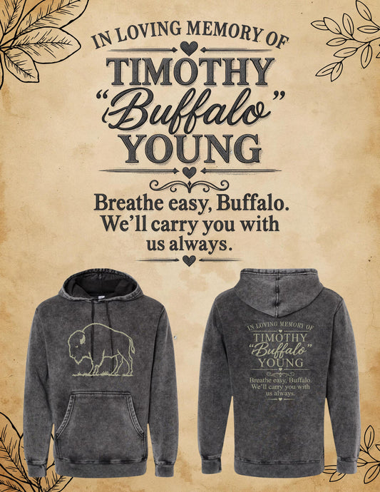 IN MEMORY OF TIMOTHY "BUFFALO" YOUNG Independent Trading Co. Unisex Midweight Hooded Sweatshirt (P.PRM4500MW)