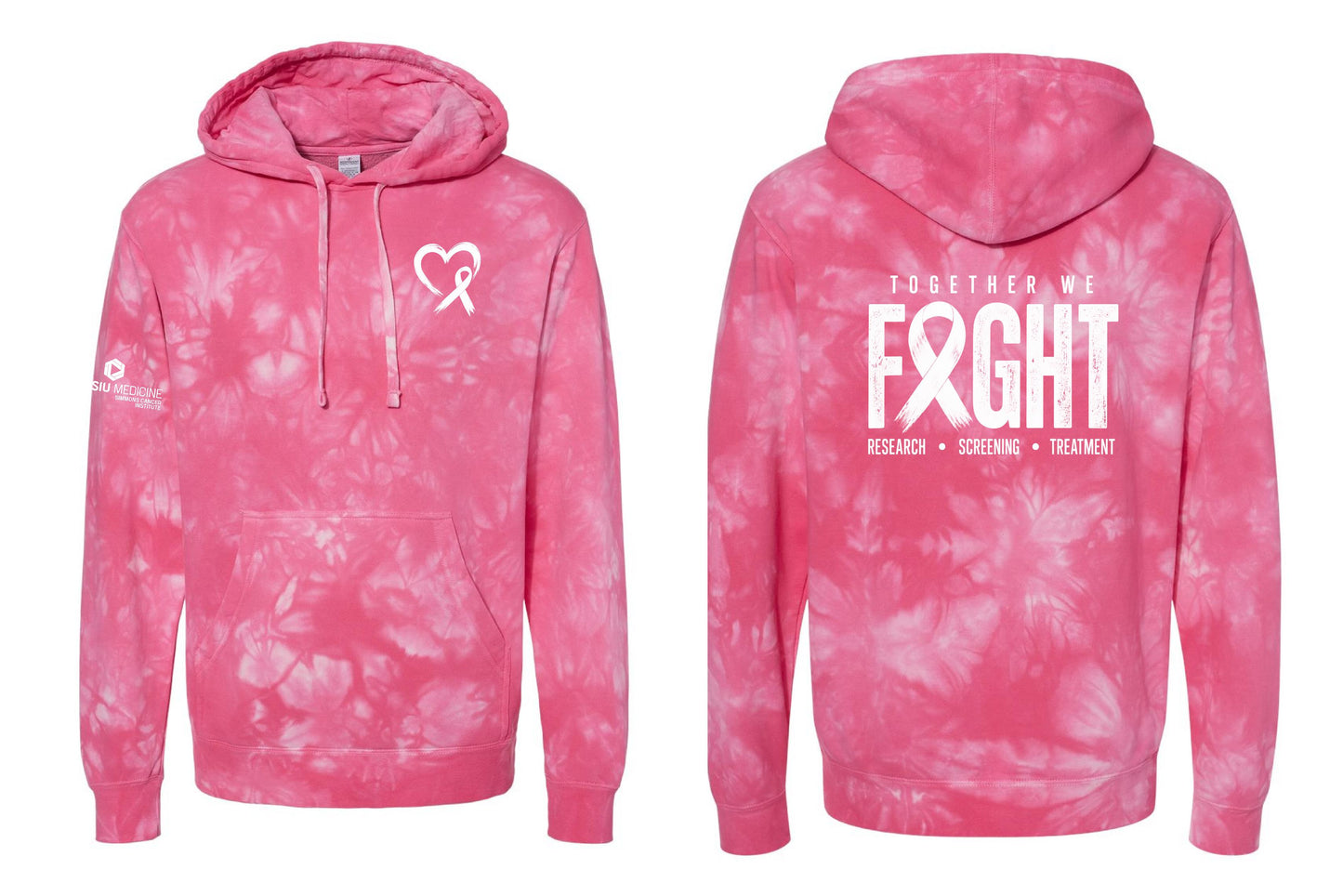 SIU Medicine Simmons Cancer Institute Breast Cancer Tie-Dyed Hooded Sweatshirt (P.PRM4500TD)