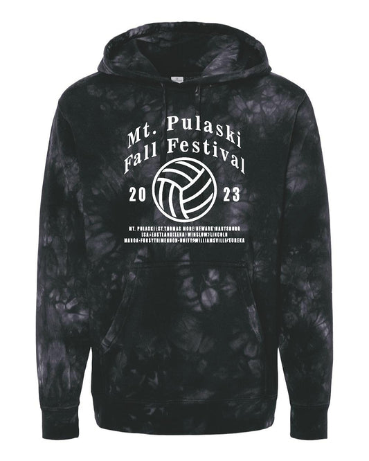 Mt. Pulaski Fall Festival Volleyball Tournament Tie-Dyed Hooded Sweatshirt (P.PRM4500TD)