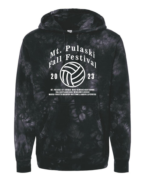 Mt. Pulaski Fall Festival Volleyball Tournament Tie-Dyed Hooded Sweatshirt (P.PRM4500TD)