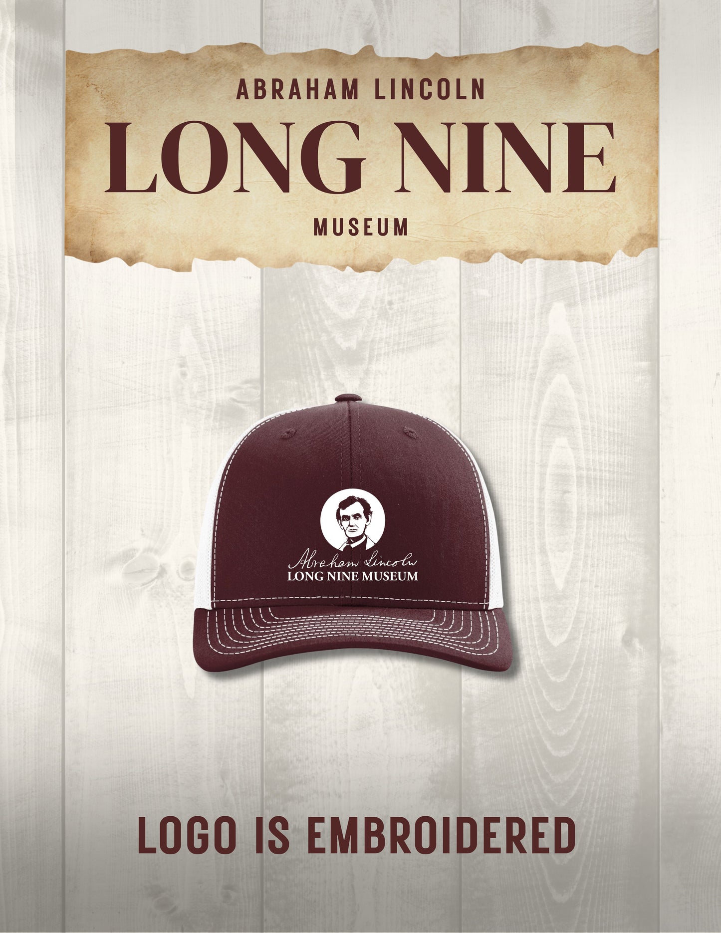 Abraham Lincoln Long Nine Museum Richardson UNFITTED HAT (E.112)