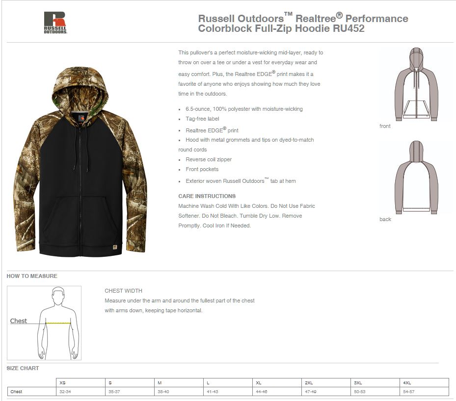 Delta Waterfowl Russell Outdoors™ Realtree® Performance Colorblock Full-Zip Hoodie (E.RU452)