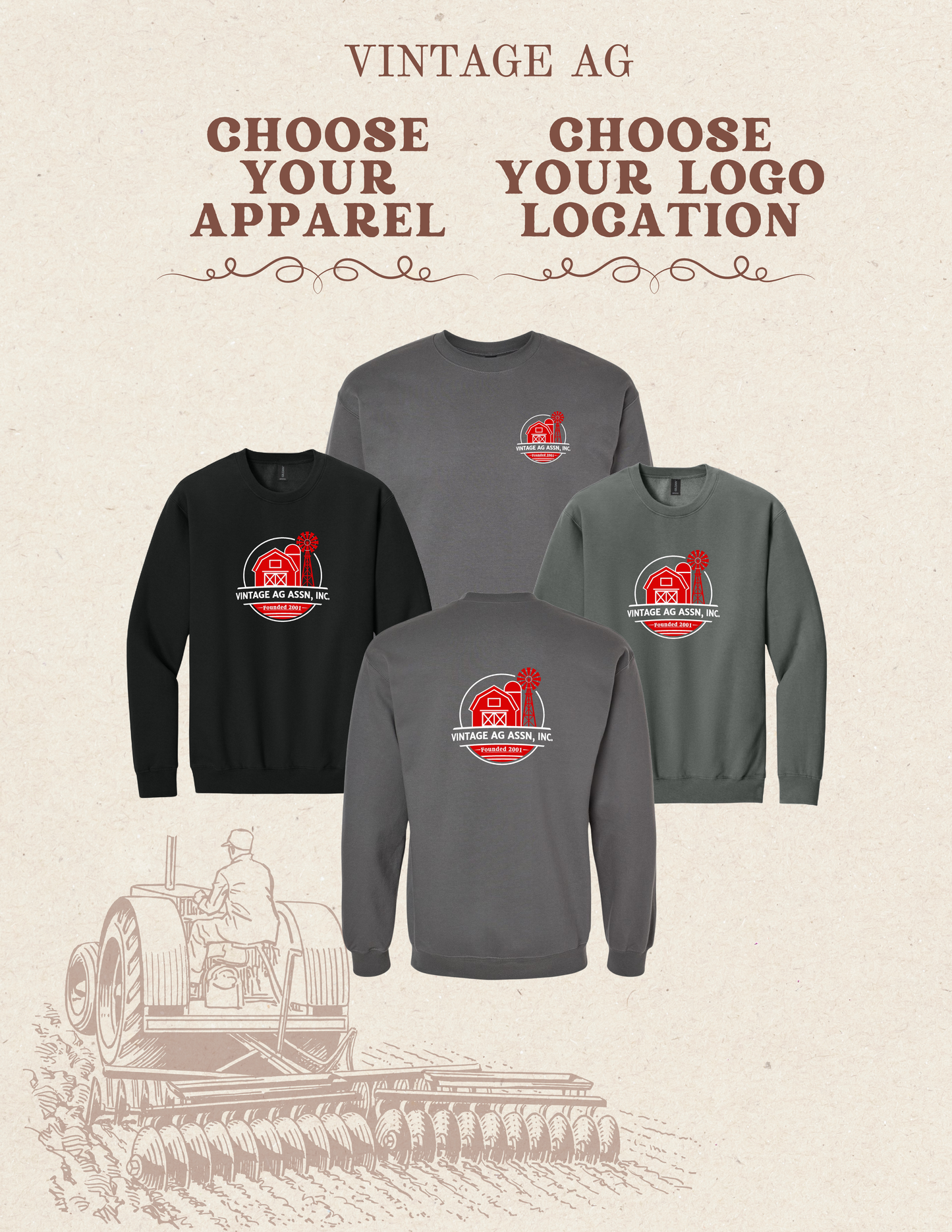 Vintage Ag Association Gildan Unisex Softstyle® Midweight Crewneck Sweatshirt (P.SF000)