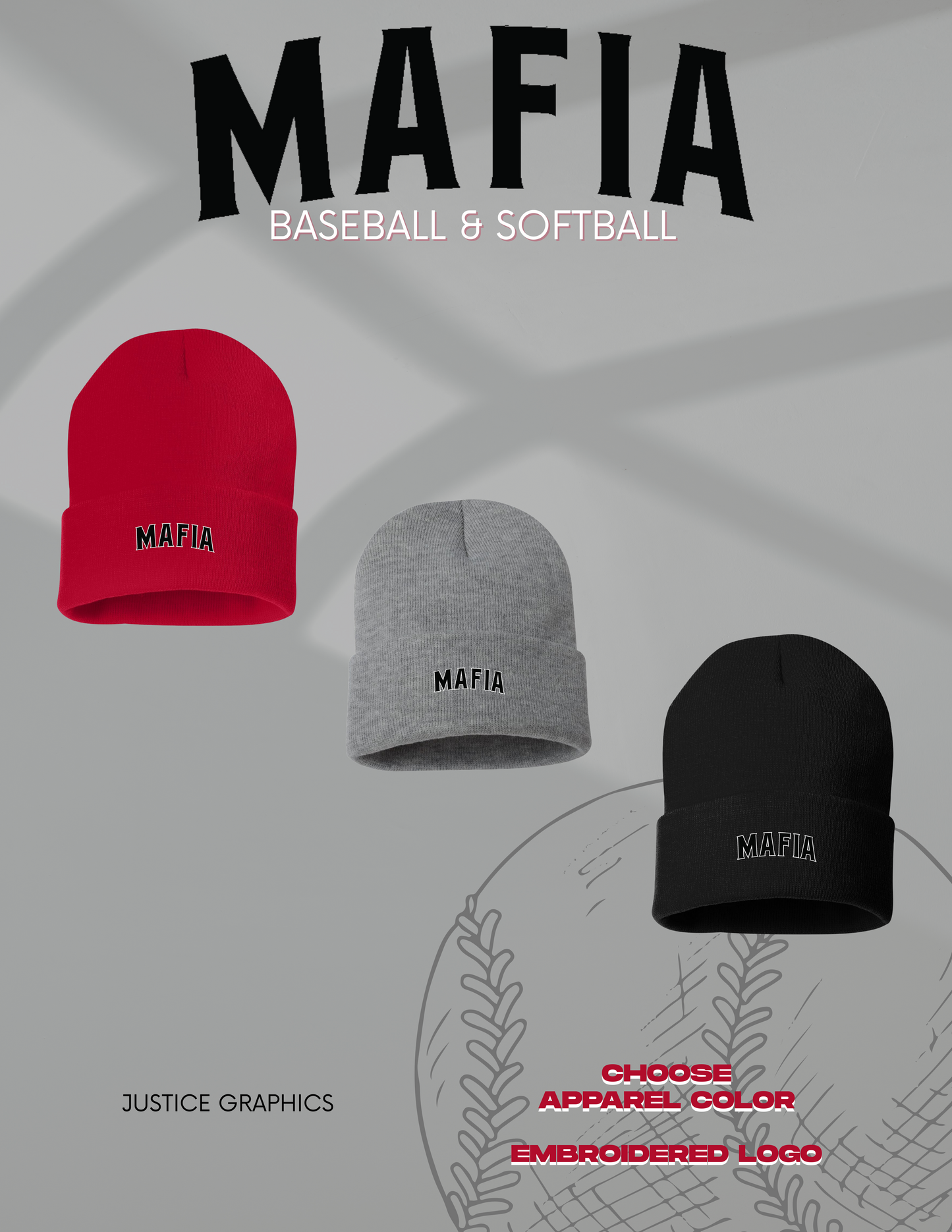 MAFIA BASEBALL/SOFTBALL Sportsman - Solid 12" Cuffed Beanie - (E.SP12)