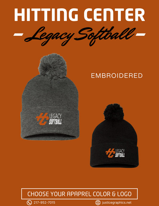 Hitting Center Legacy Softball Sportsman - Pom-Pom 12" Knit Beanie - (E.SP15)