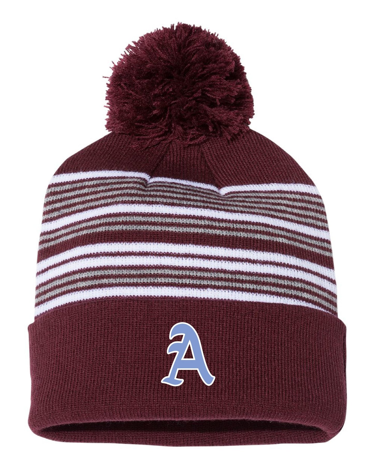 Arsenal Baseball 12" Striped Pom-Pom Knit Beanie - (EMB.SP60)