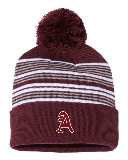 Arsenal Baseball 12" Striped Pom-Pom Knit Beanie - (EMB.SP60)