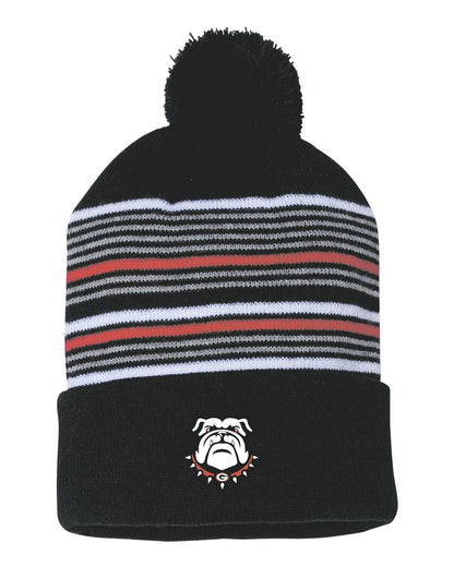 GREENVIEW POST PROM 12" Striped Pom-Pom Knit Beanie - (EMB.SP60)