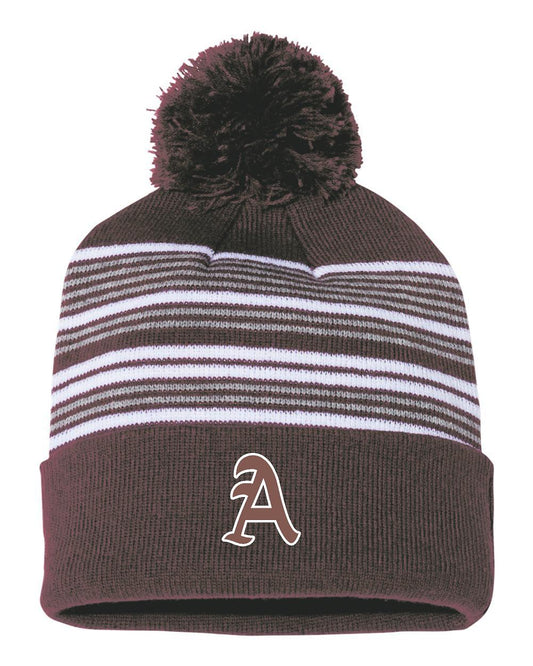 Arsenal Baseball 12" Striped Pom-Pom Knit Beanie - (EMB.SP60)