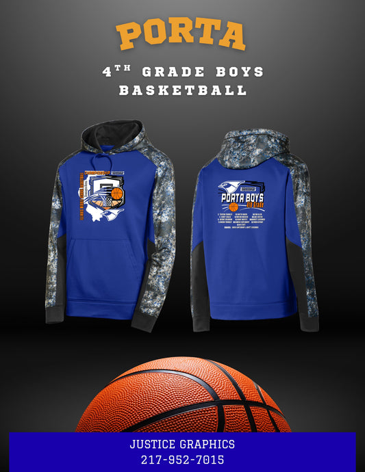 PORTA 4th Grade Boys Basketball Sport-Tek® Sport-Wick® Mineral Freeze Fleece Colorblock Hooded Pullover (P.ST231/YST231)