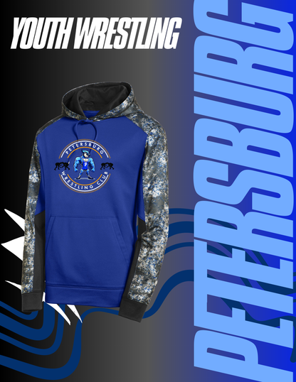 Petersburg Youth Wrestling Sport-Tek® Sport-Wick® Mineral Freeze Fleece Colorblock Hooded Pullover (P.ST231/YST231)