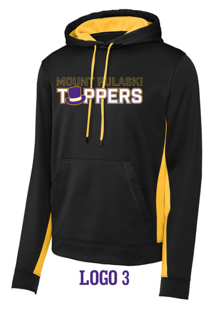 Mount Pulaski Toppers Sport-Tek® Sport-Wick® Fleece Colorblock Hooded Pullover (P.ST235)