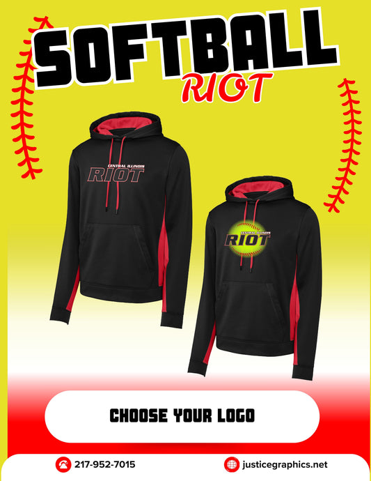 RIOT SOFTBALL Sport-Tek® Sport-Wick® Fleece Colorblock Hooded Pullover (P.ST235)