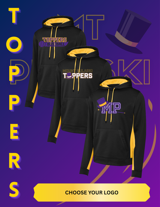 Mount Pulaski Toppers Sport-Tek® Sport-Wick® Fleece Colorblock Hooded Pullover (P.ST235)