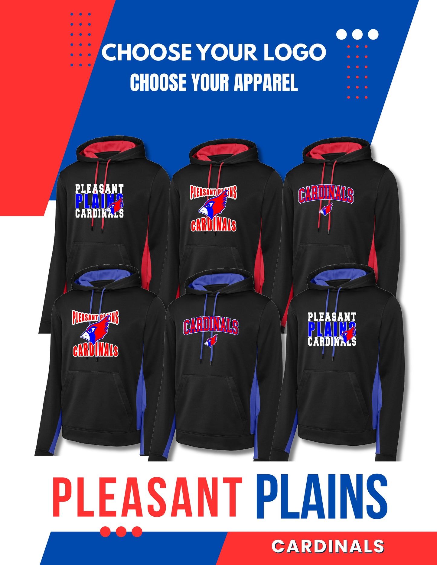 PP Cardinals Sport-Tek® Sport-Wick® Fleece Colorblock Hooded Pullover (P.ST235)
