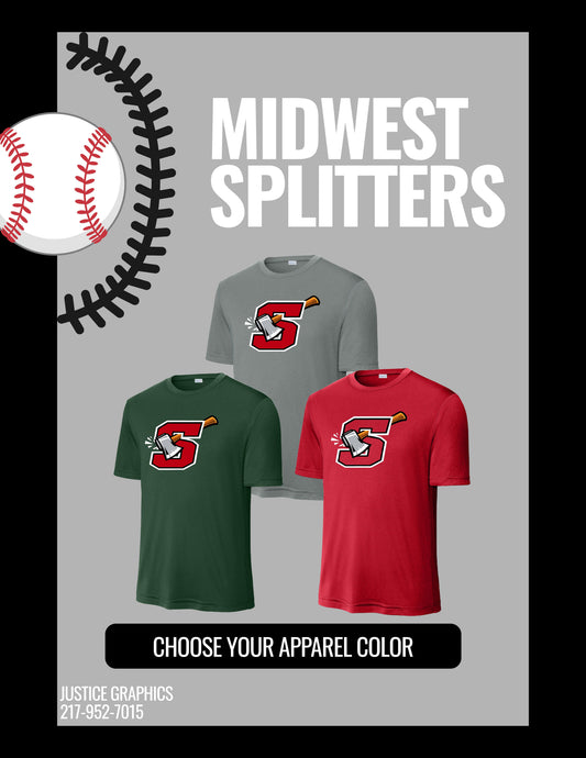 MIDWEST SPLITTERS UNISEX PERFORMANCE SHORT SLEEVE TEE (P. ST350)