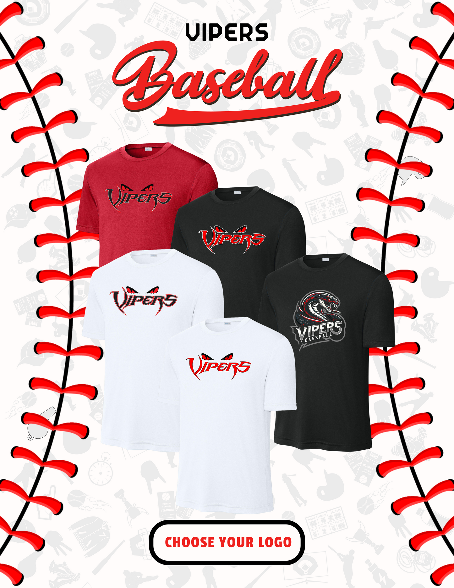 VIPERS BASEBALL Unisex Dri-Fit T-Shirt (P.ST350/YST350)