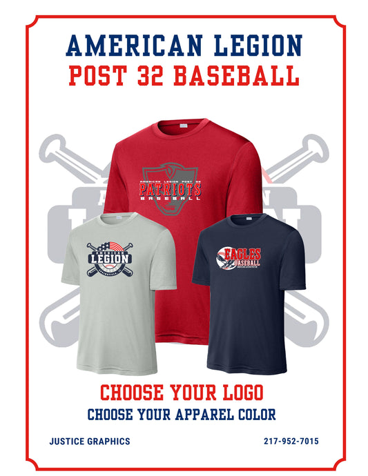 American Legion Post 32 Baseball Sport-Tek Unisex Dri-Fit T-Shirt (P.ST350/YST350)