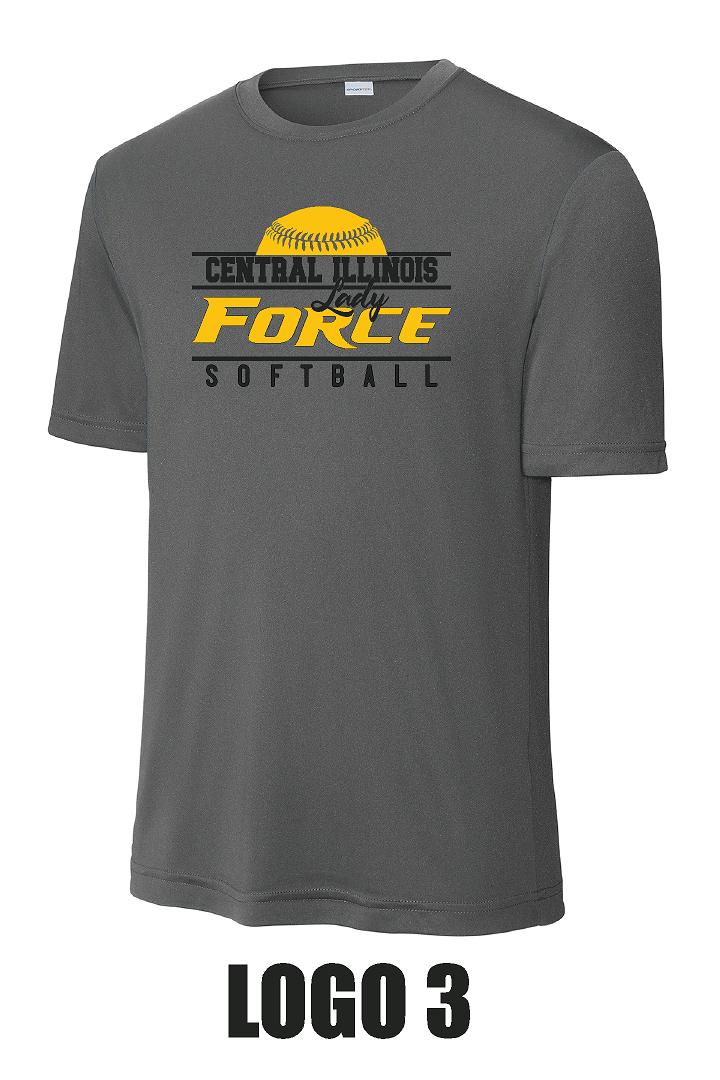 CENTRAL IL LADY FORCE SOFTBALL UNISEX PERFORMANCE SHORT SLEEVE TEE (P. ST350)