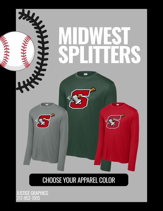 MIDWEST SPLITTERS UNISEX PERFORMANCE LONG SLEEVE (P. ST350LS/YST350LS)