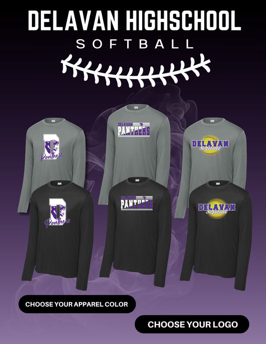 Delavan High School Softball Sport Tek Long Sleece Performance (P. ST350LS/YST350LS)