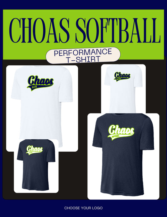 CHAOS SOFTBALL UNISEX PERFORMANCE SHORT SLEEVE TEE (P.ST350)