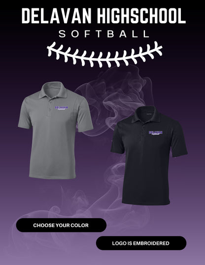 Delavan High School Softball Unisex/Ladies SPORT TEK Short Sleeve Polo (E.ST650/LST650)