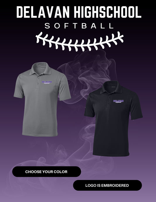 Delavan High School Softball Unisex/Ladies SPORT TEK Short Sleeve Polo (E.ST650/LST650)