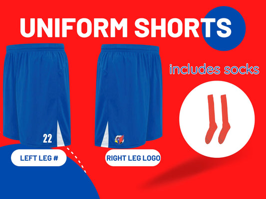 PLEASANT PLAINS GIRLS SOCCER UNIFORM SHORTS & SOCKS (P. 325412/3ACRK/3ACRY/3ACRA)