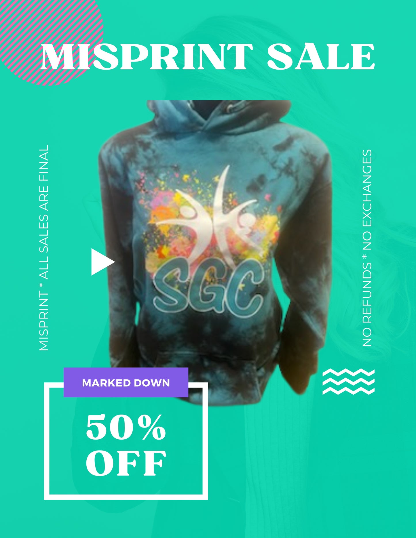 SPRINGFIELD GYMNASTICS CENTER MISPRINT Port & Company® Crystal Tie-Dye Pullover Hoodie (P.PC144)