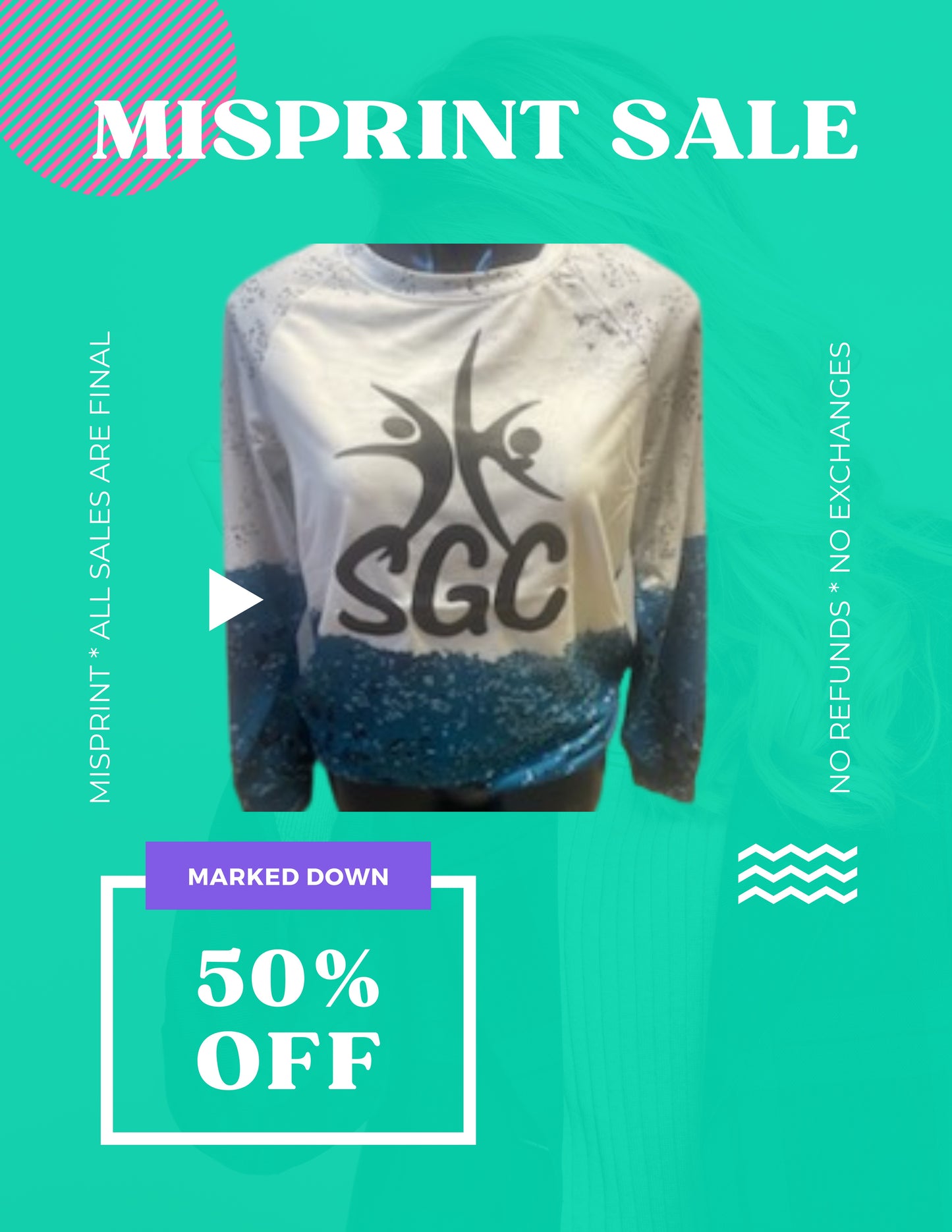 SPRINGFIELD GYMNASTICS CENTER MISPRINT Tie Dye Cow Color Block Sweatshirt (P.D_LLC25317632-P520)