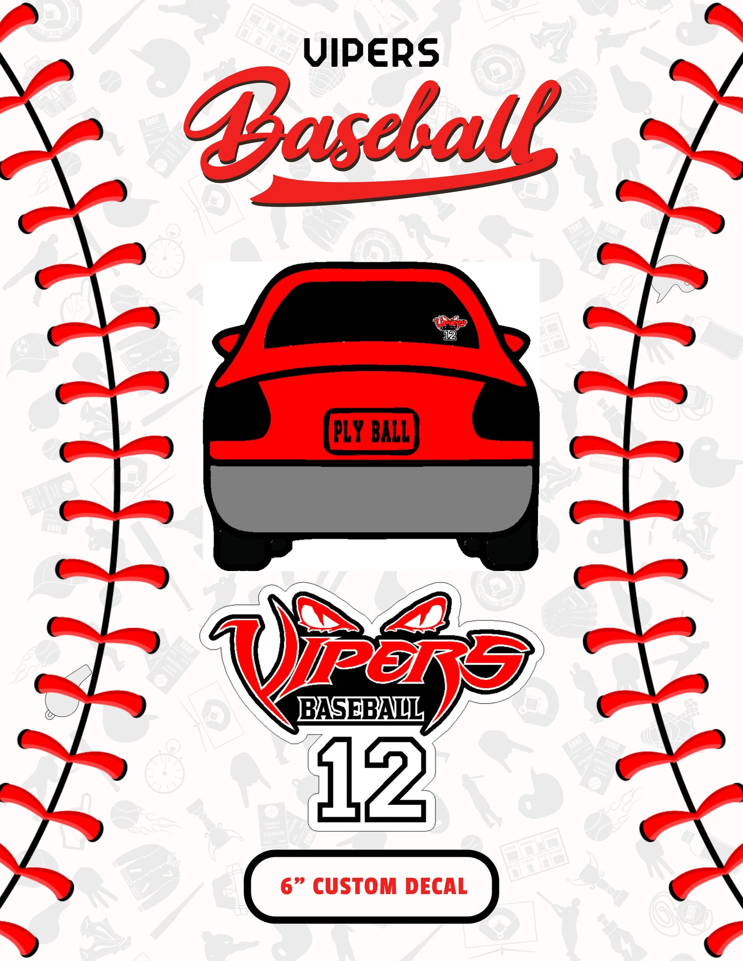 Vipers Baseball 6" Decal