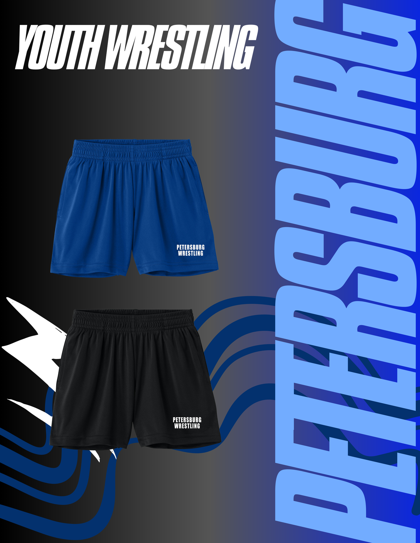 Petersburg Youth Wrestling Sport-Tek® PosiCharge® Competitor™ 7” Pocketed Short (P.ST349P/YST349P)