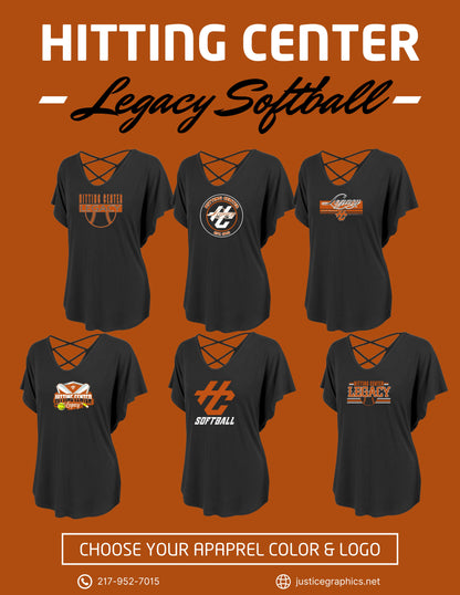 Hitting Center Legacy Softball WOMENS DOLMAN T-SHIRT (P.ABB.ANNALEE)