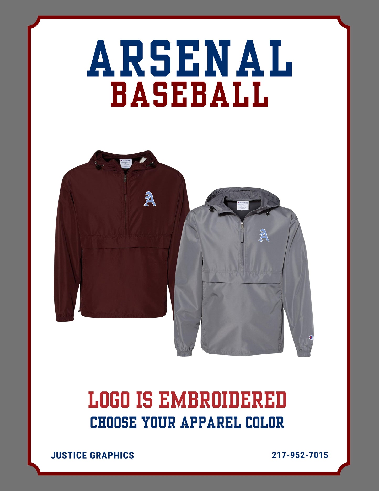 Arsenal Baseball Champion - Hooded Packable Quarter-Zip Jacket (E.CO200)