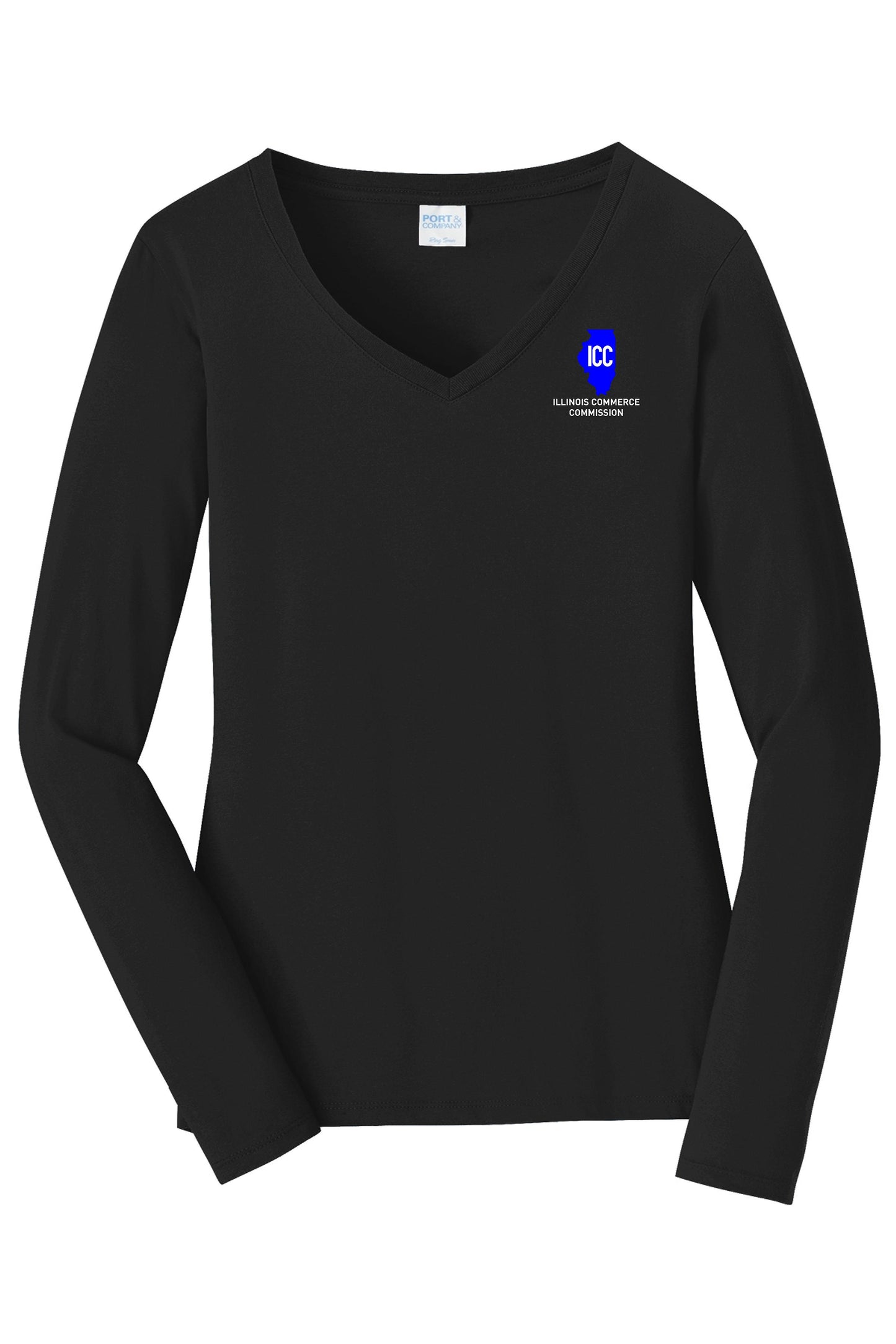 Illinois Commerce Commission Port & Company® Women's Long Sleeve Fan Favorite™; V-Neck Tee (E.LPC450VLS)