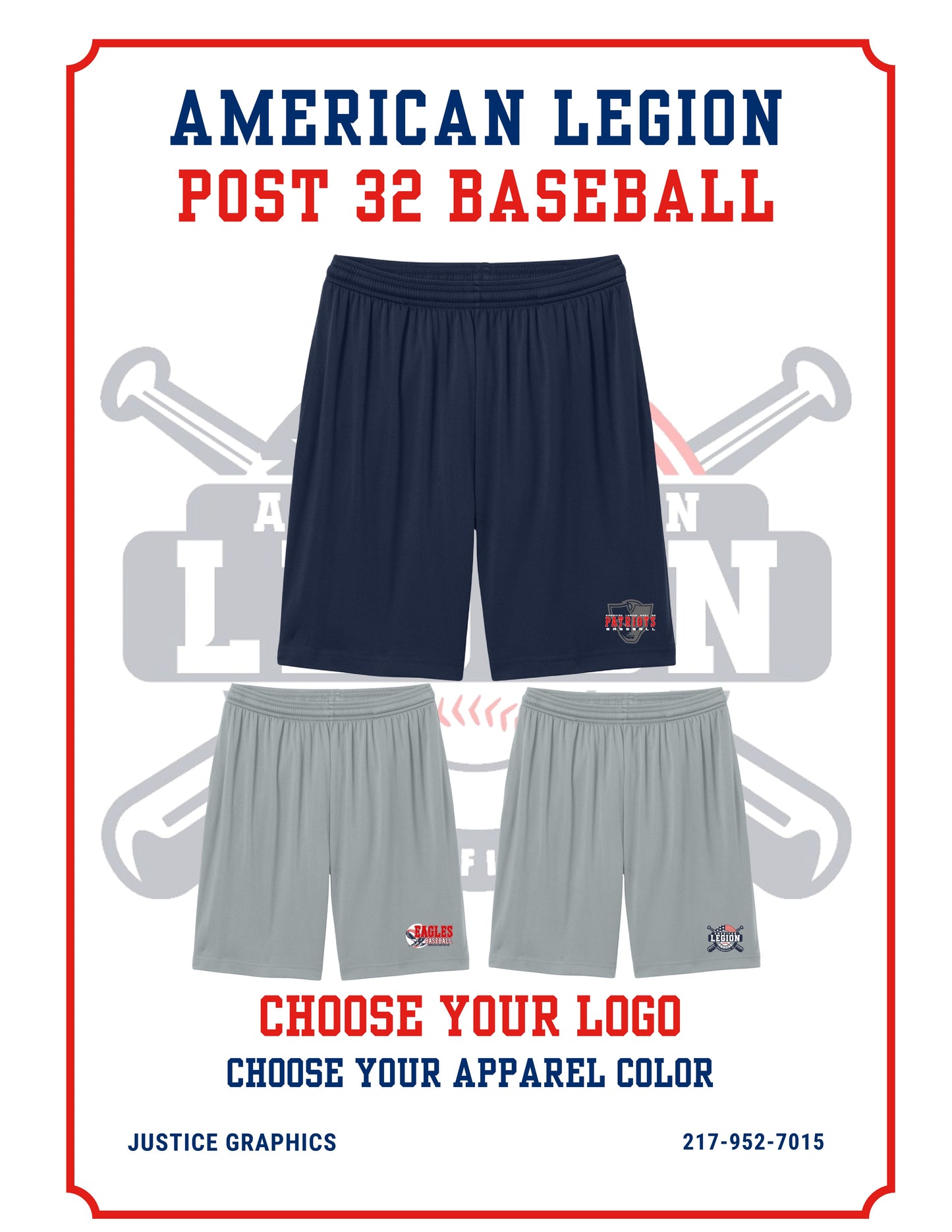 American Legion Post 32 Baseball Sport-Tek® PosiCharge® Competitor™ 7” Pocketed Short (P.ST349P/YST349P)